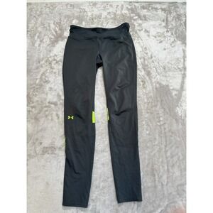 Under Armour HeatGear Compression Leggings Women's Medium Gray Neon Workout READ
